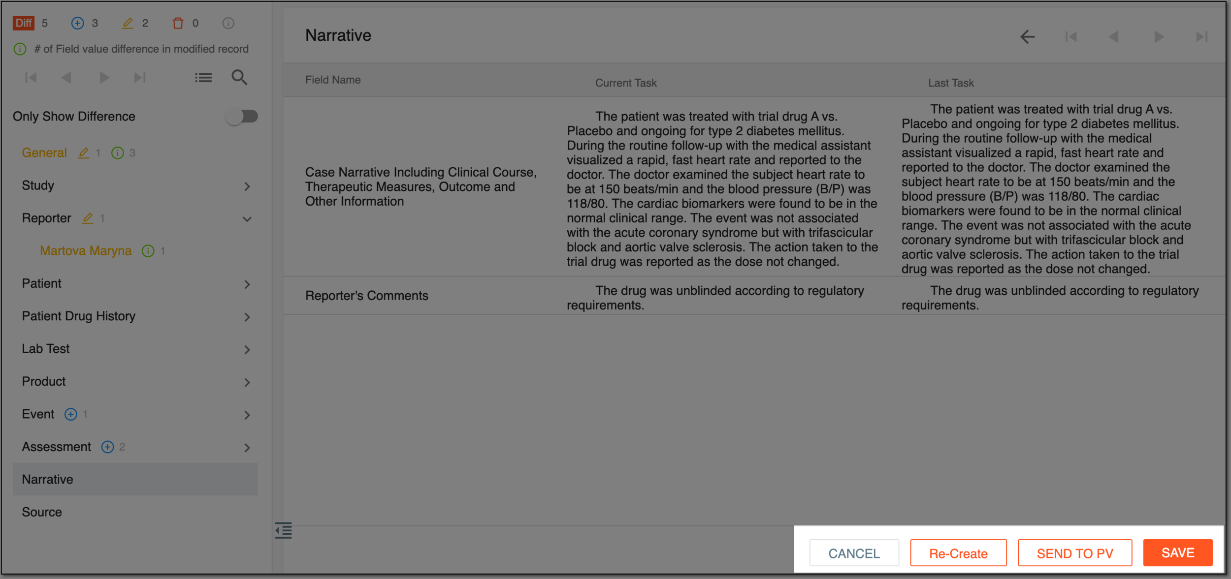 Selecting available actions upon follow-up comparison