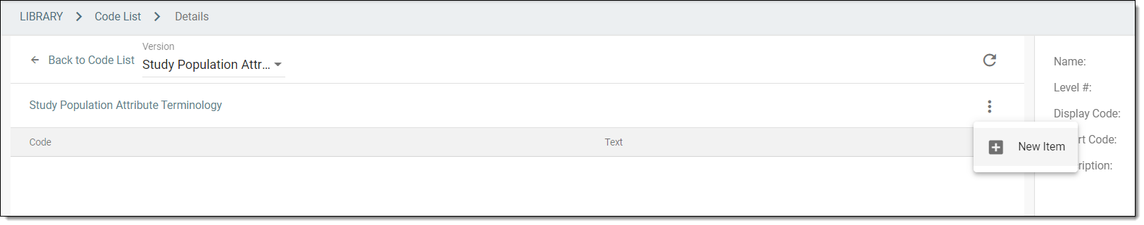 Selecting option to add data item