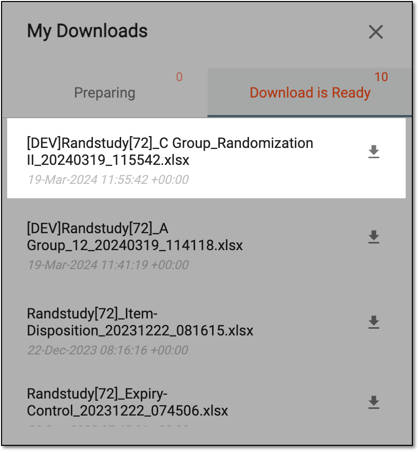 Viewing downloads
