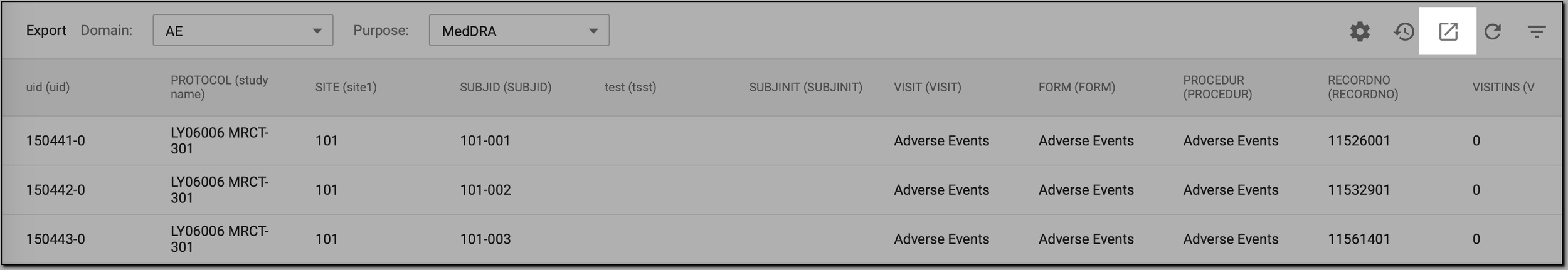 Initiating data export