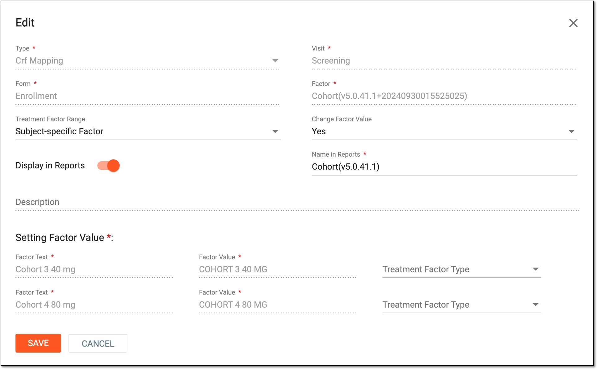 Editing factor of CRF Mapping type