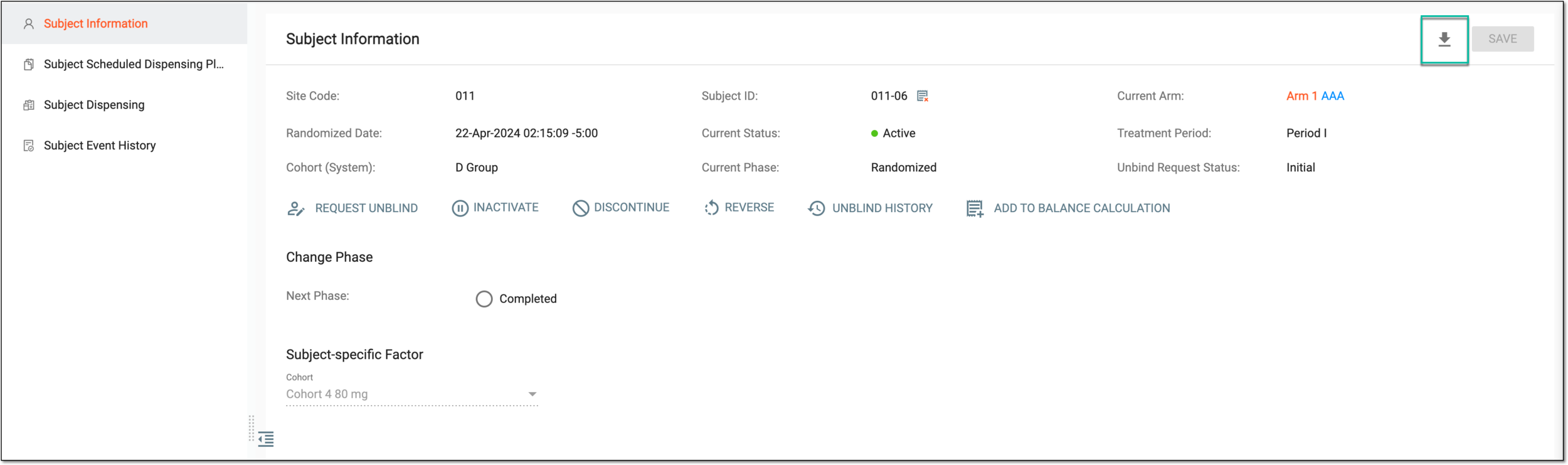 Downloading subject report