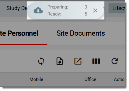 Download widget showing site personnel list being exported