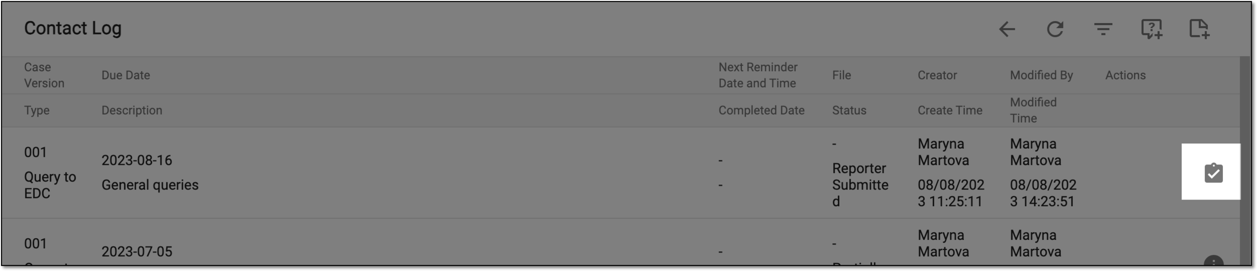 Example of reviewing query