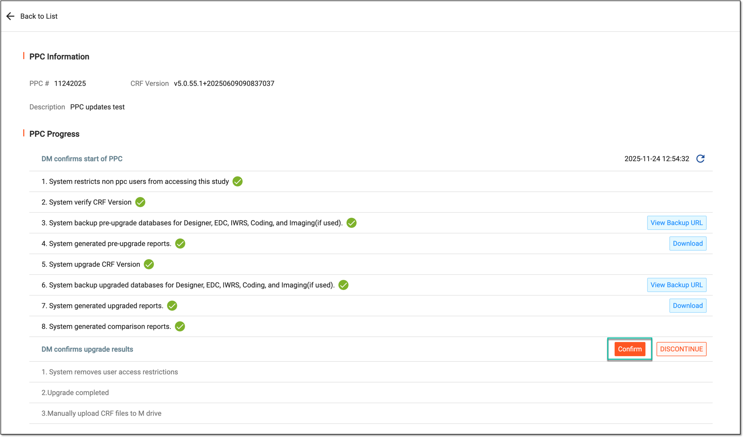 Confirming PPC run