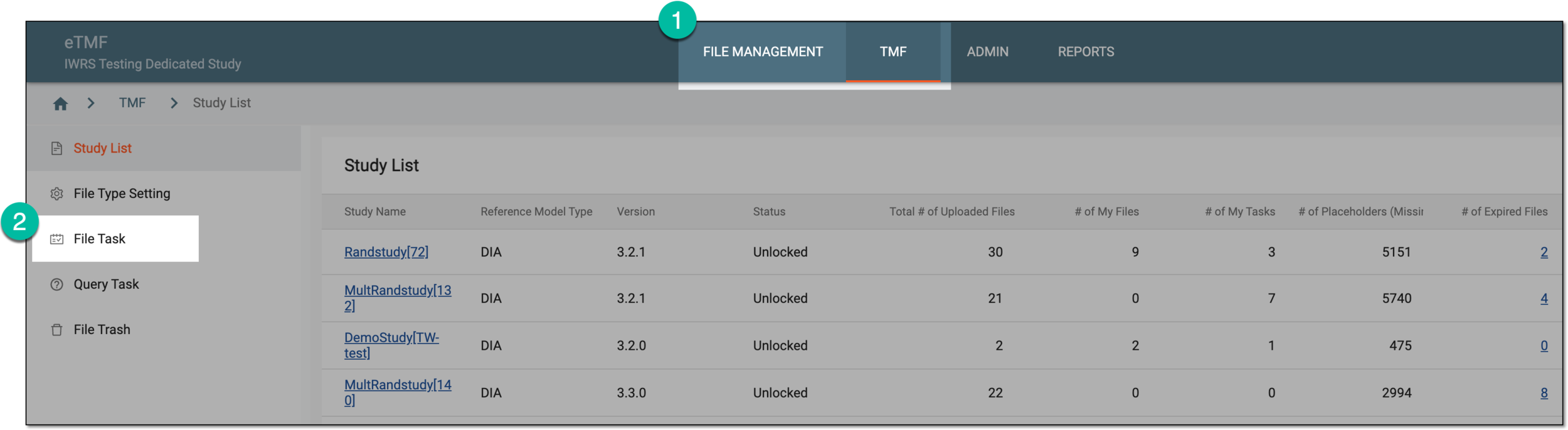 Accessing file tasks