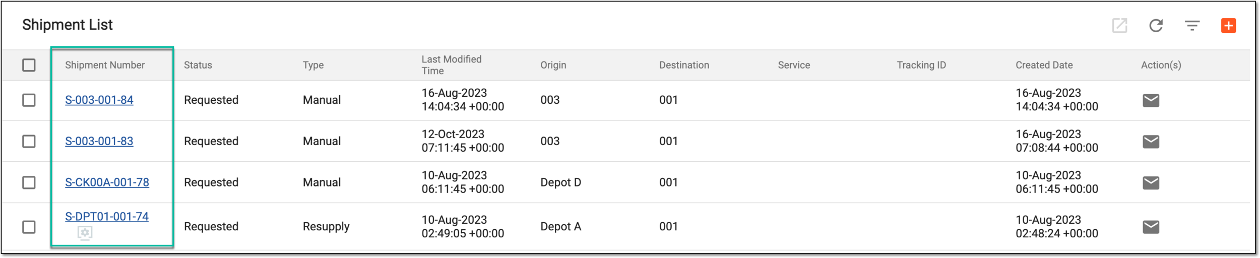 Selecting shipment to process