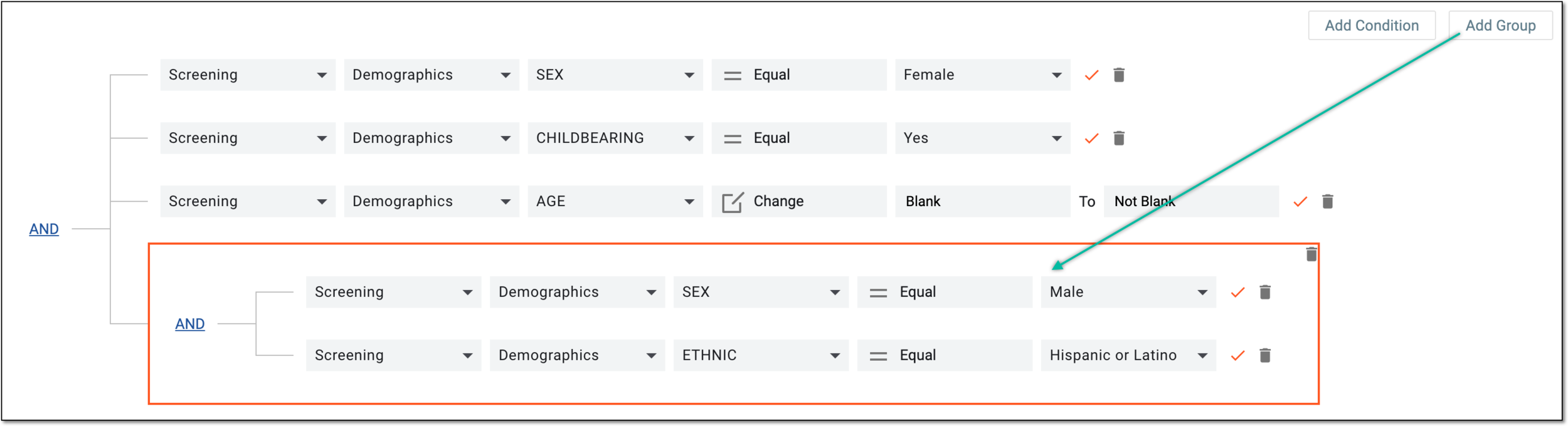 Adding trigger condition group for CRF combined alert