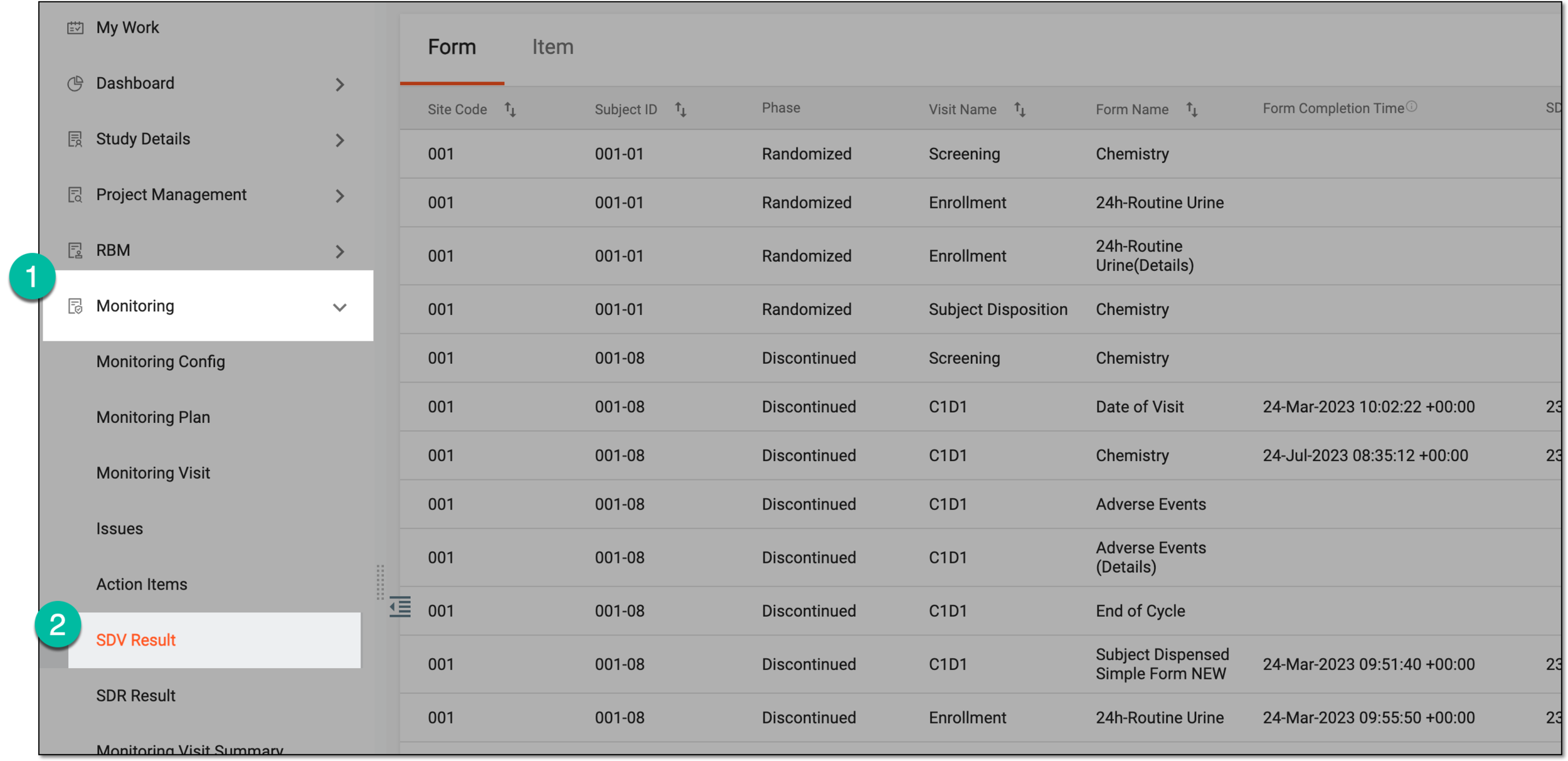 Accessing SDV result
