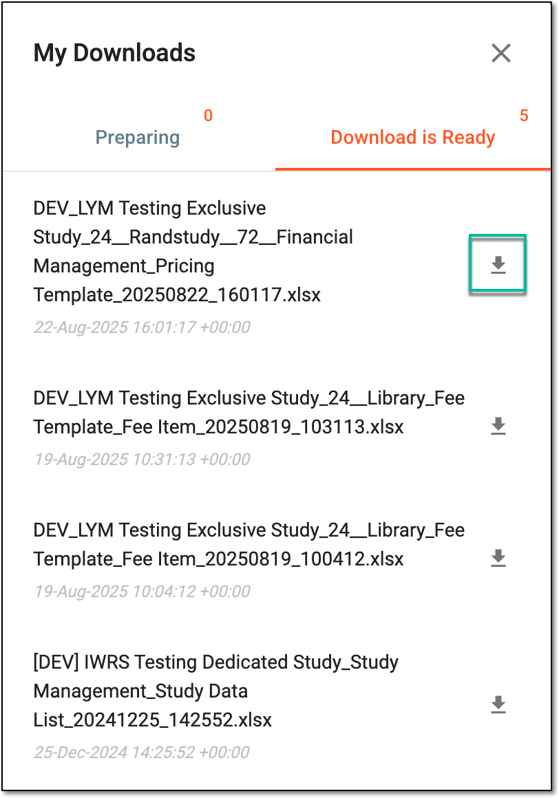 Downloading extracted pricing template data