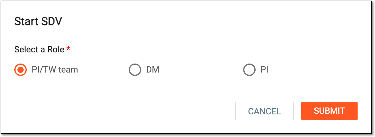 Selecting role to perform SDV