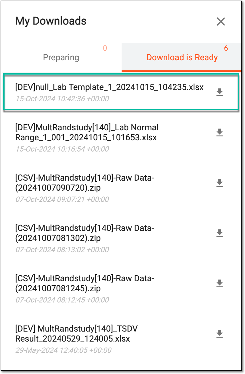 Locating downloaded normal range template