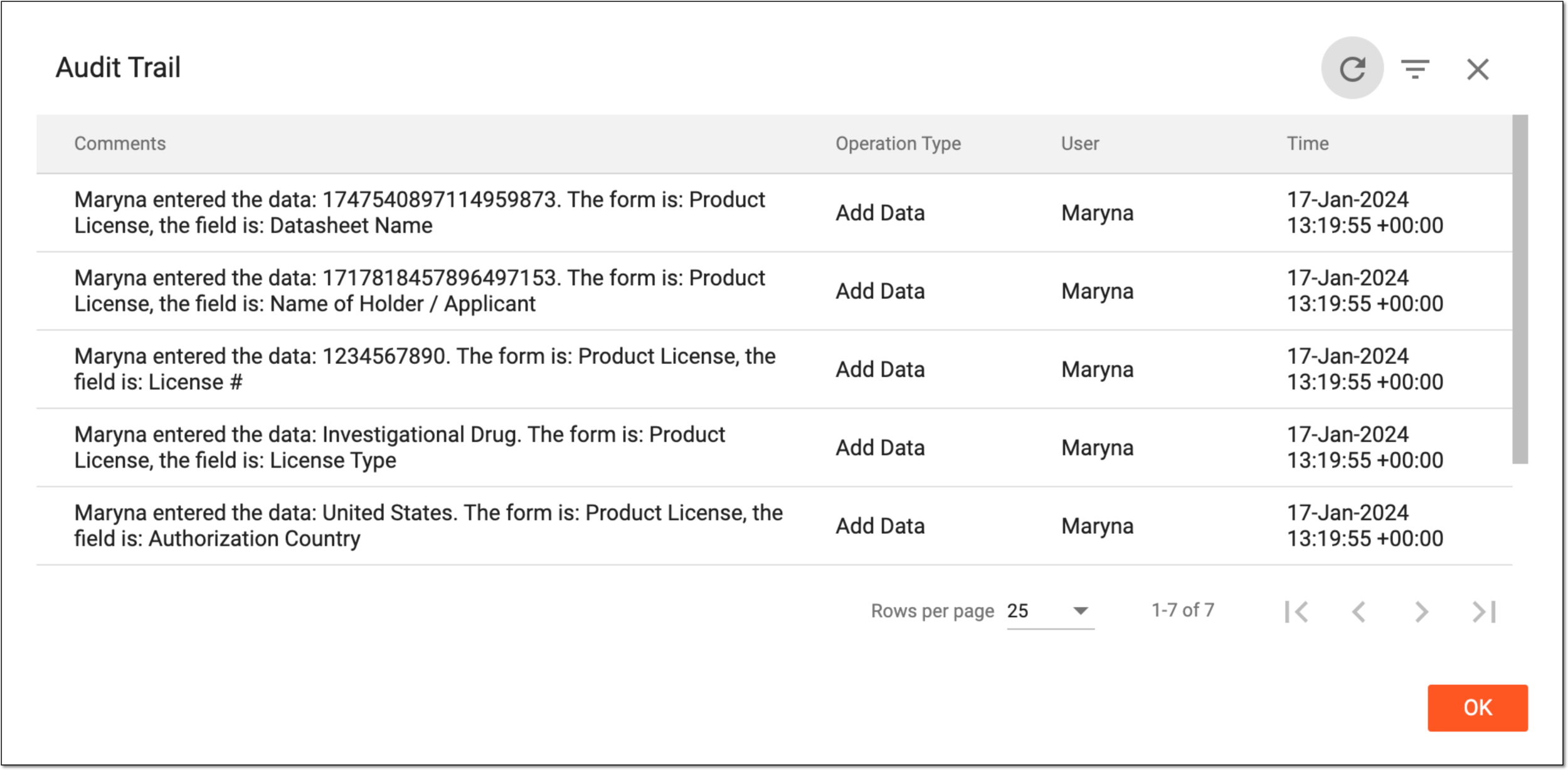 Viewing license audit trail