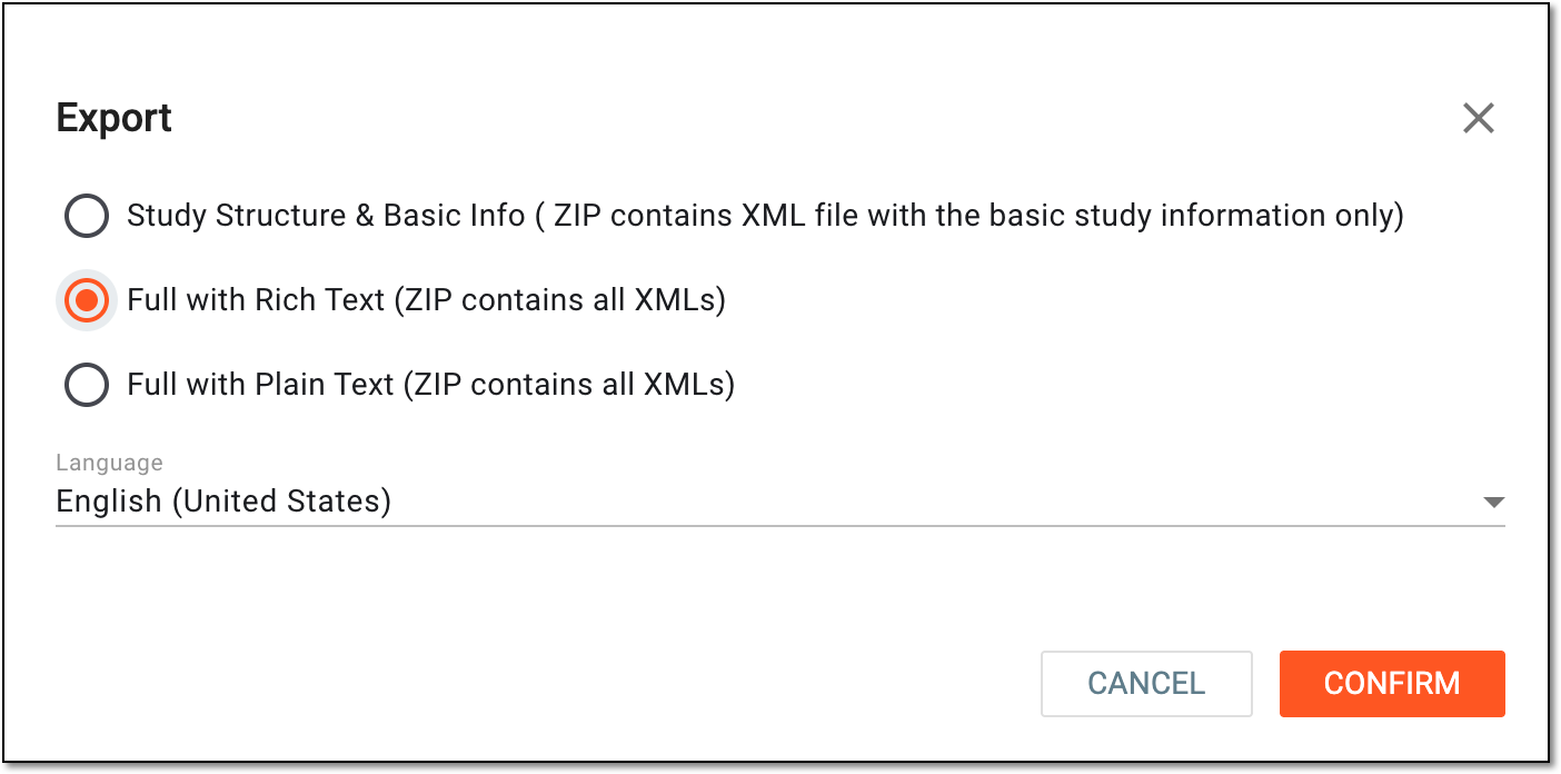 Exporting unique form set in target file format
