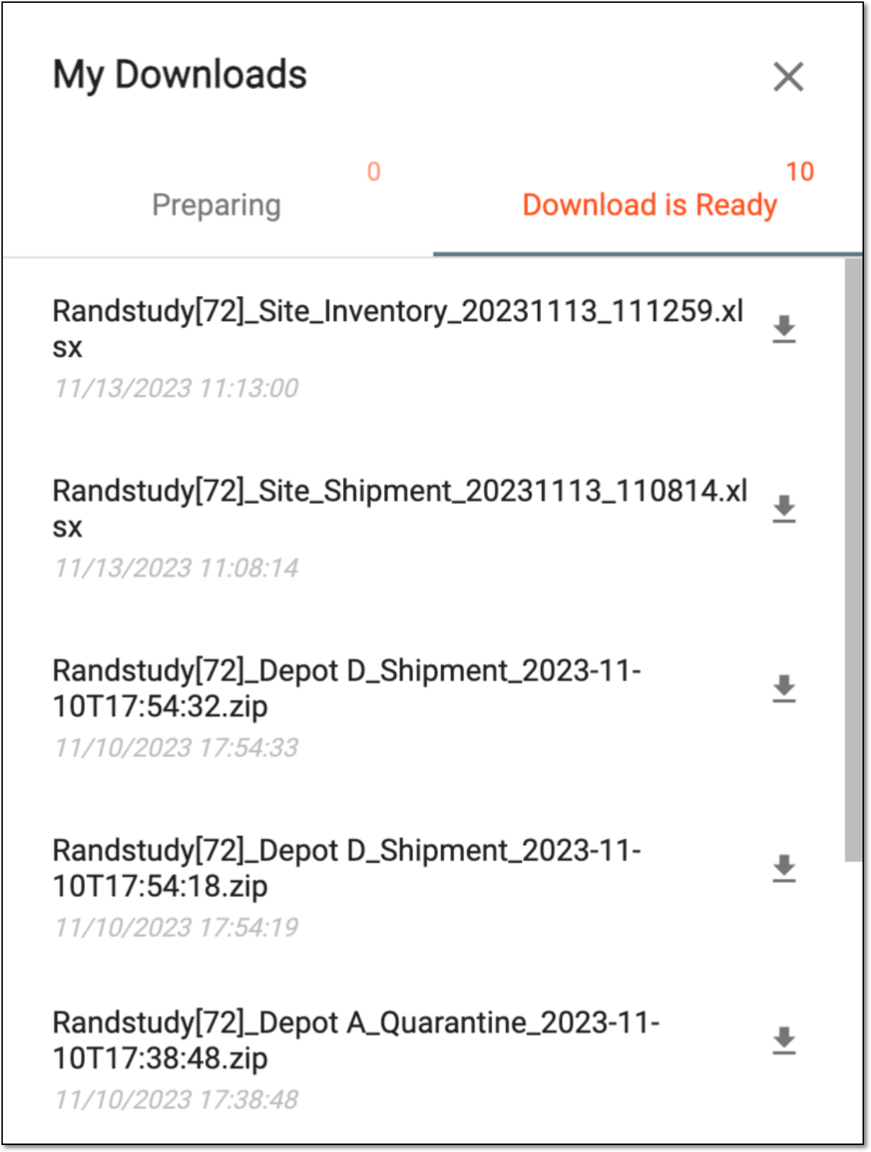 Viewing downloads