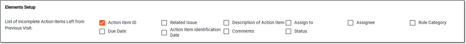 Displaying list of incomplete action items from previous visit