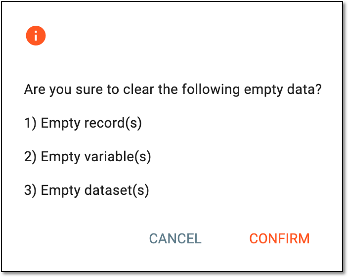 Confirming dataset clearing