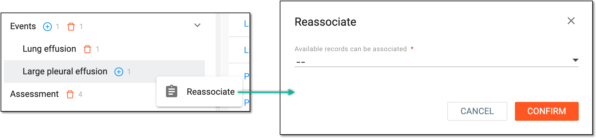 Disassociating merged records
