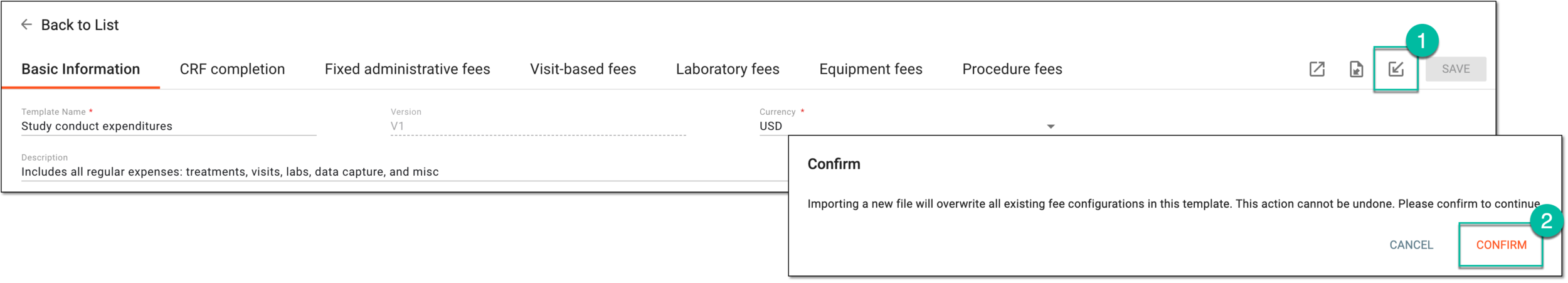 Importing filled pricing template file