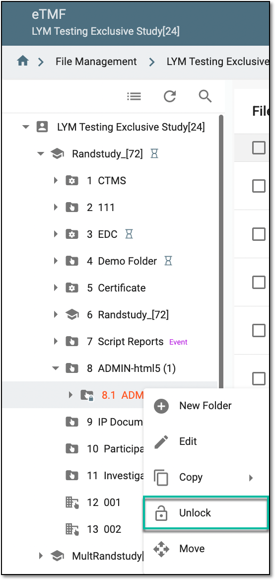Unlocking folder