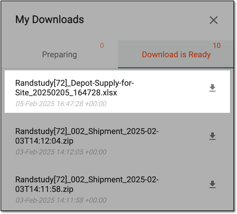 Downloading exported file