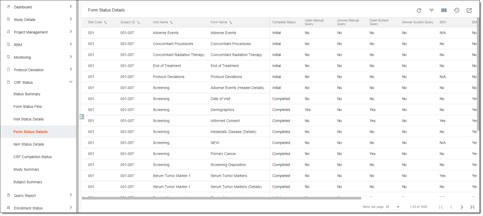 Viewing form status details