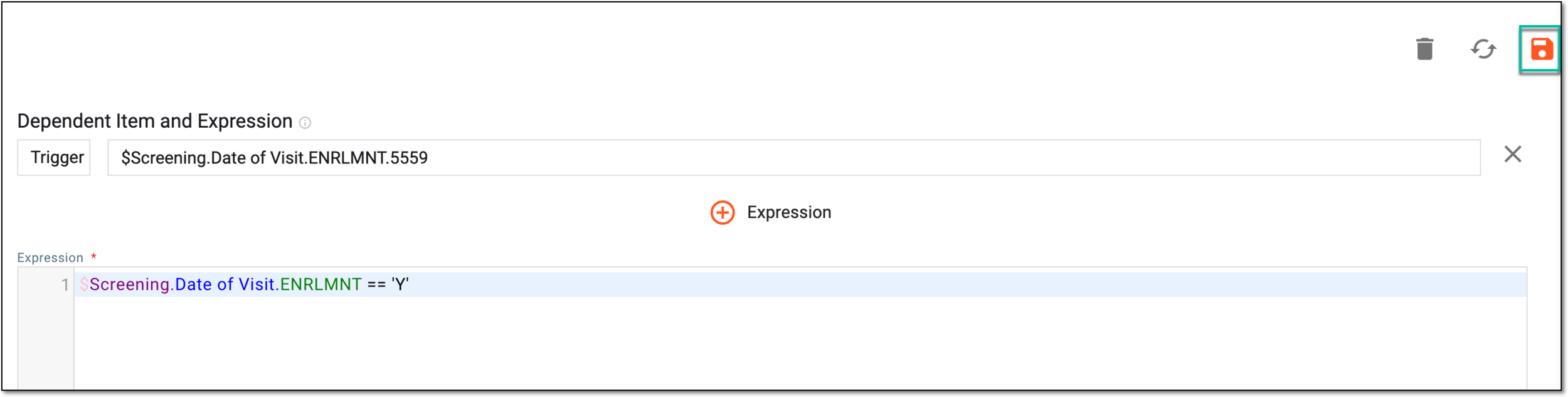 Saving form dependency expression