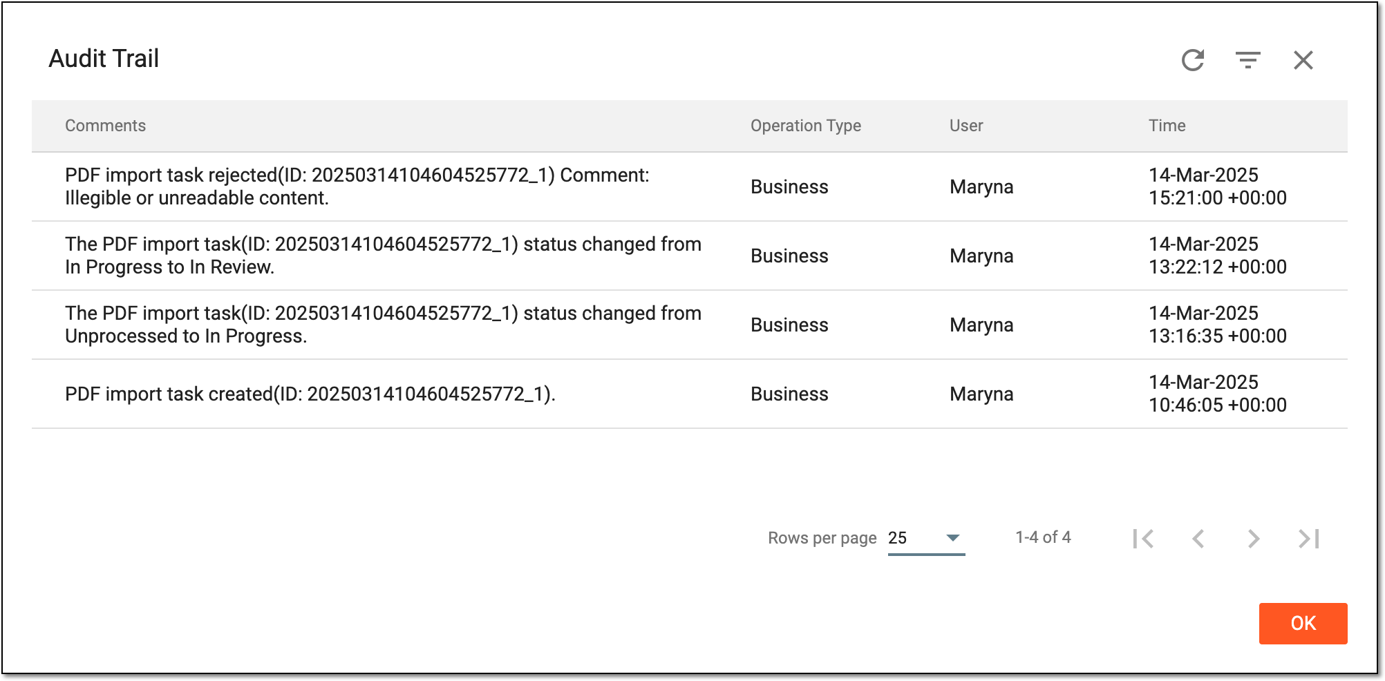 Viewing audit trail for extracted safety data