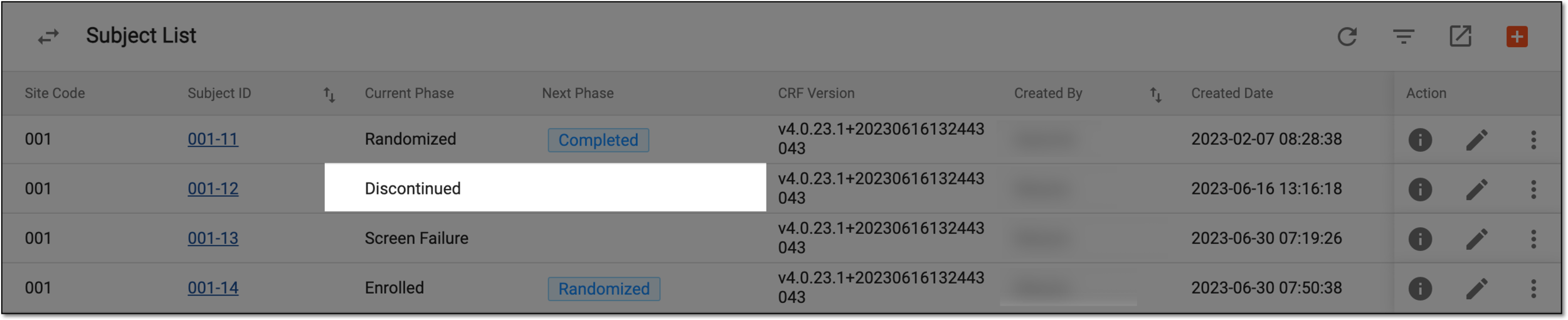 Discontinued subject with no phase available