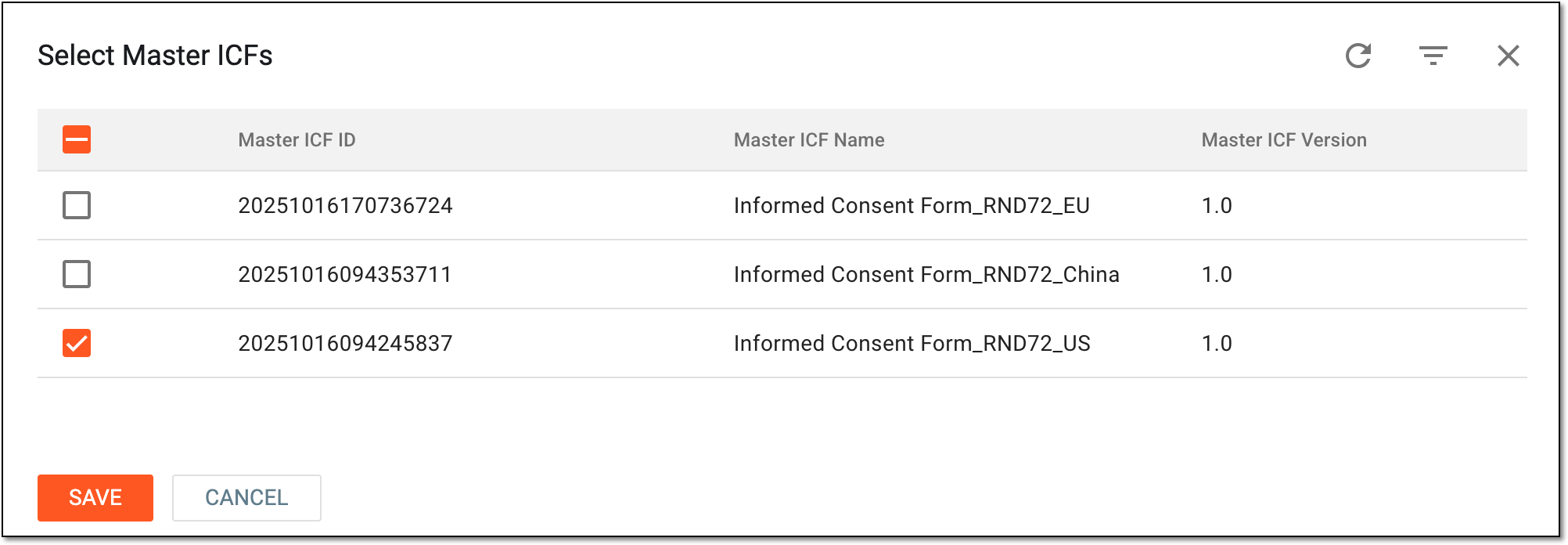 Selecting related master ICFs
