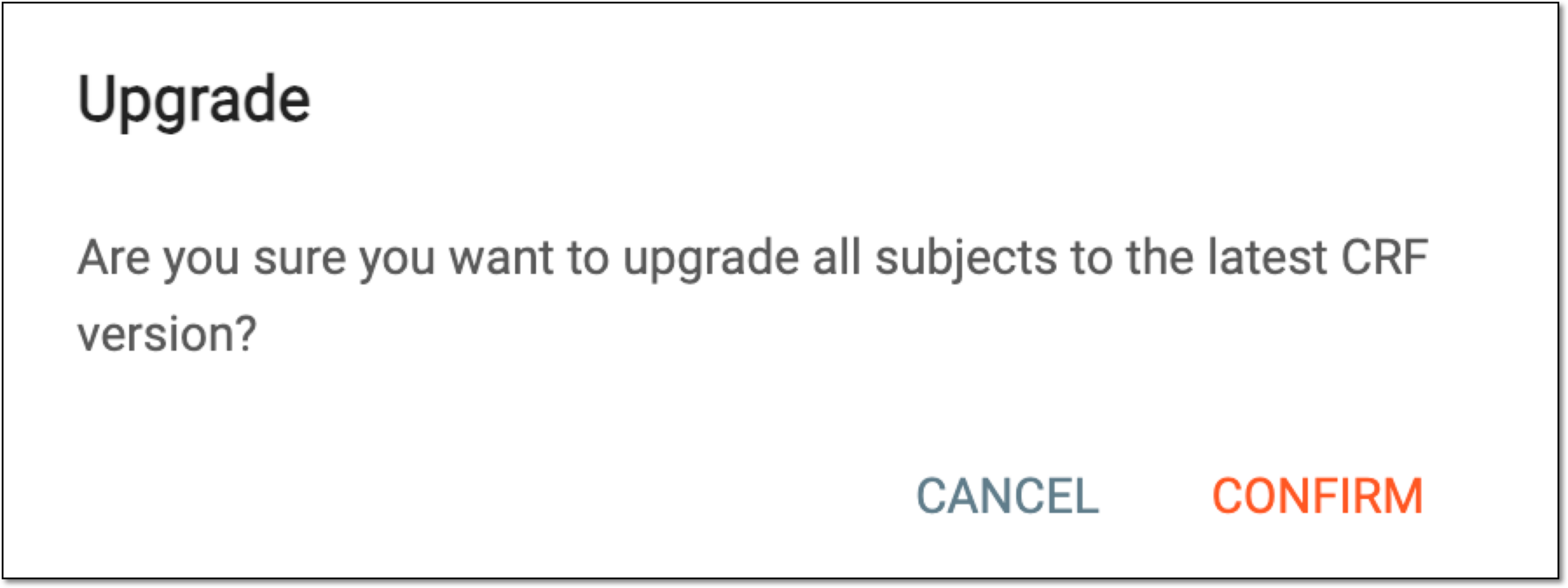 Confirming to upgrade CRF version