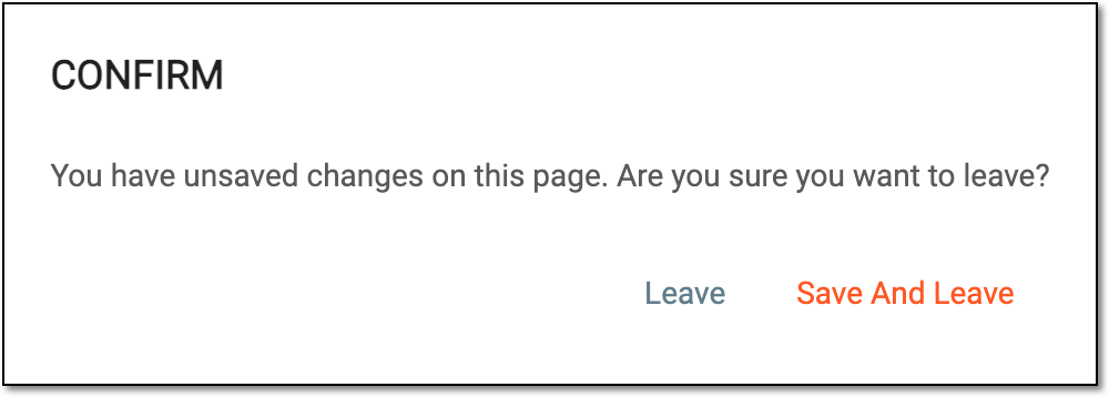 Confirming to leave page