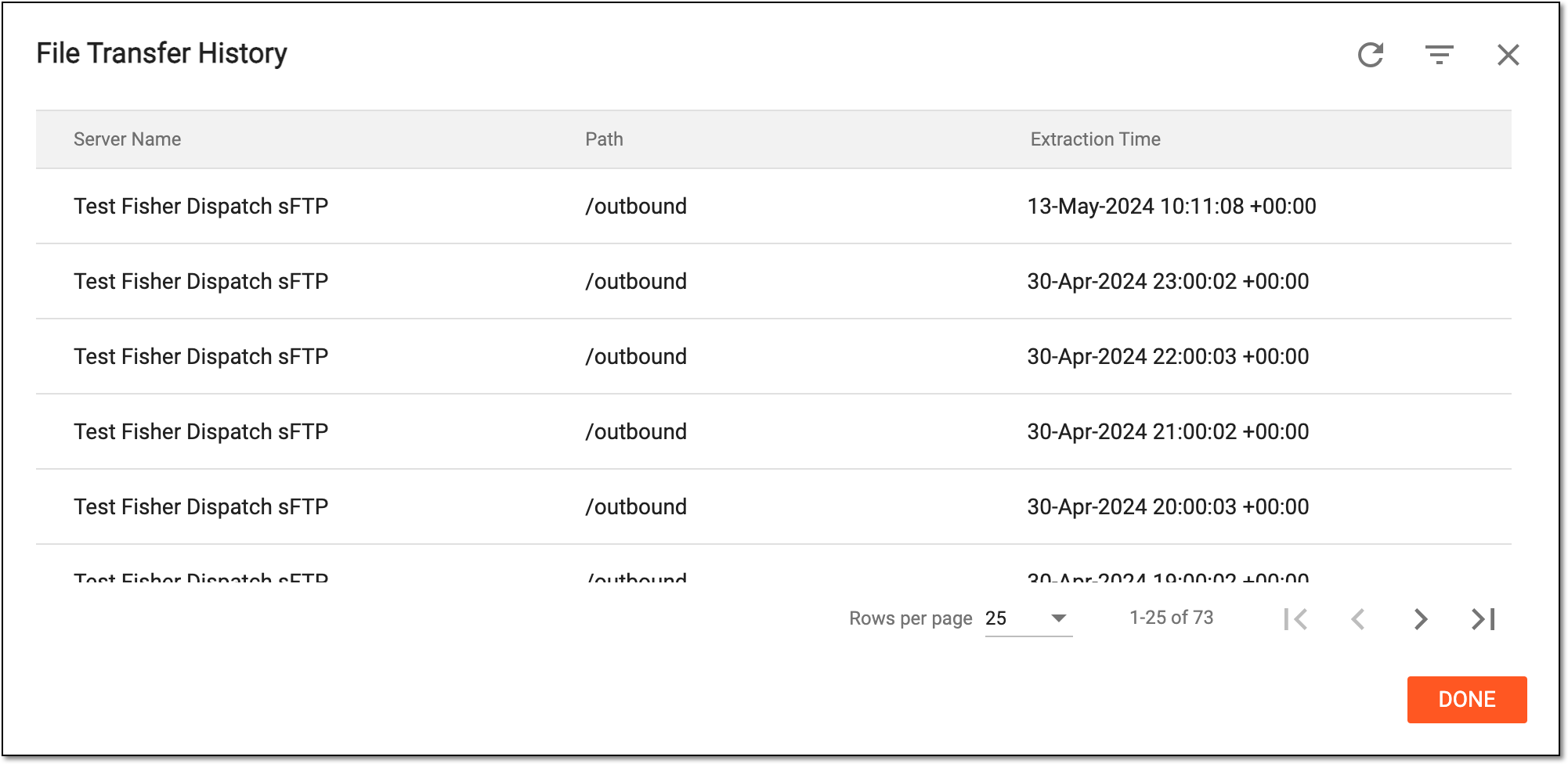 Accessing file transfer history