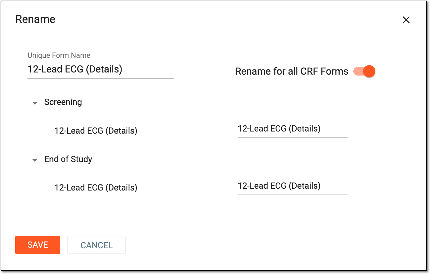Renaming unique form