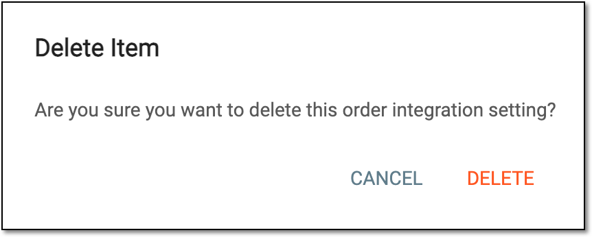 Confirming order integration setting deletion