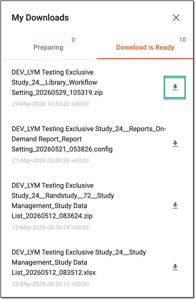Downloading extracted workflow setting data