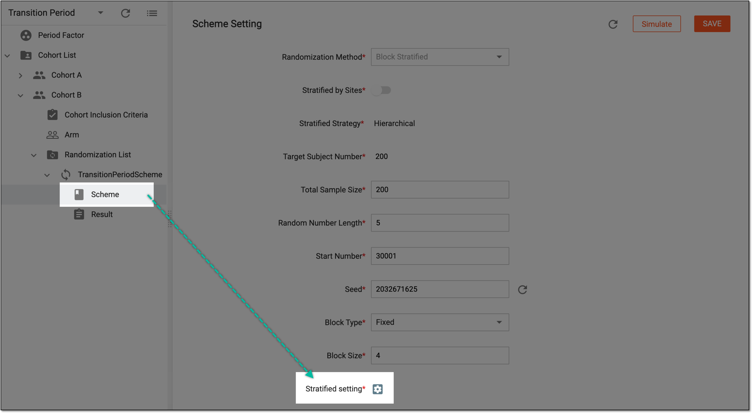 Stratified setting option