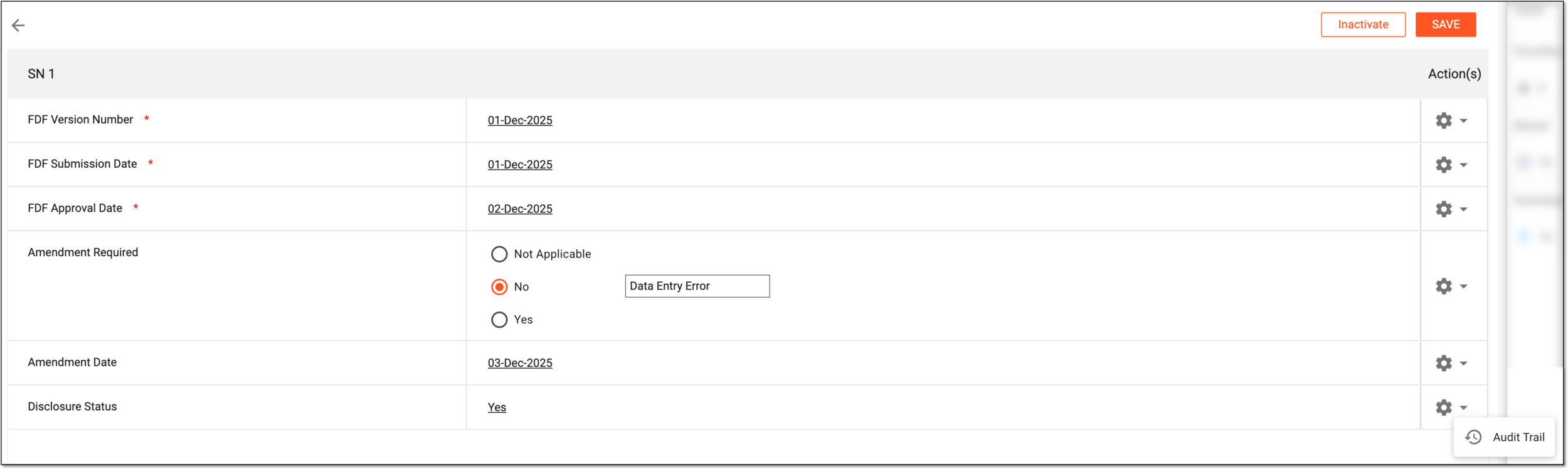 Updating tracking log entry