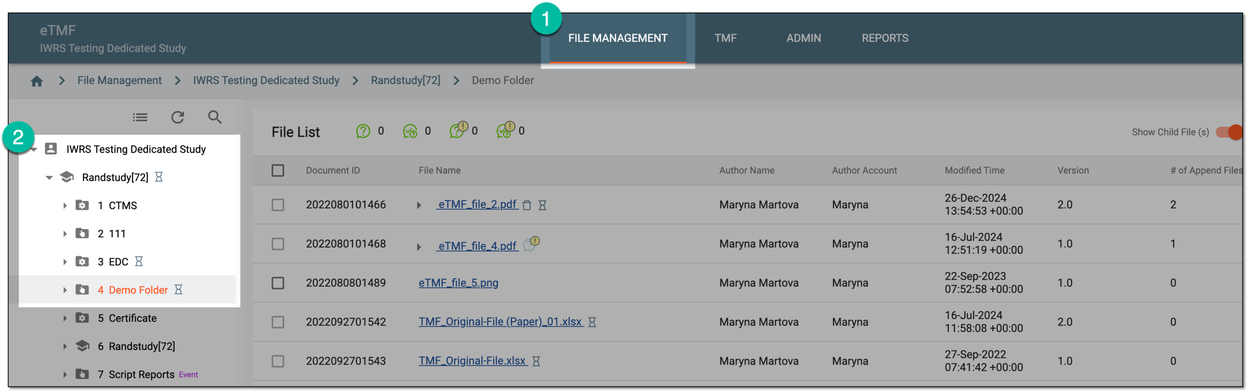 Accessing file management directory