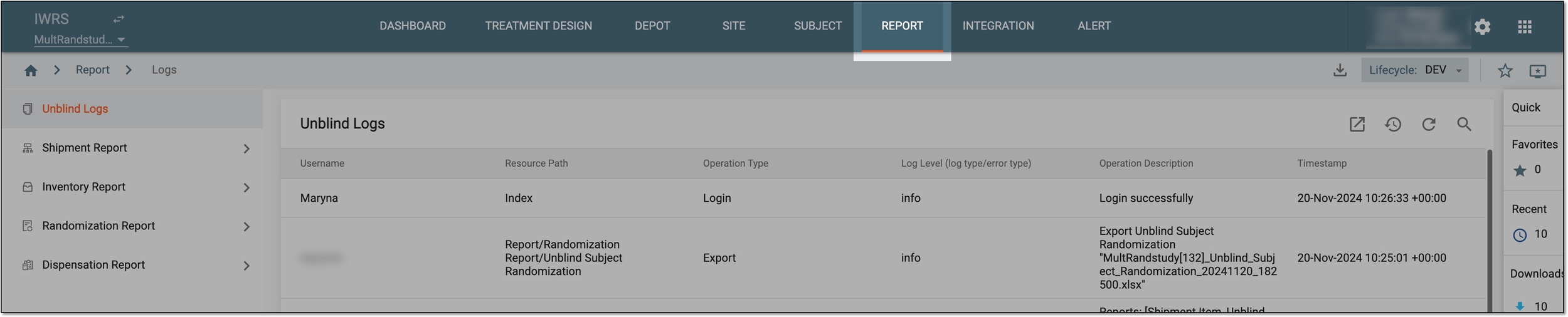 Accessing reports of IWRS