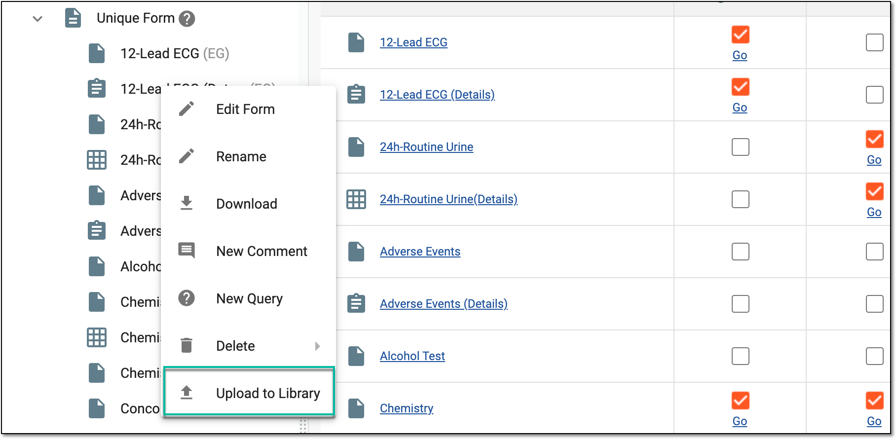 Uploading unique form to library