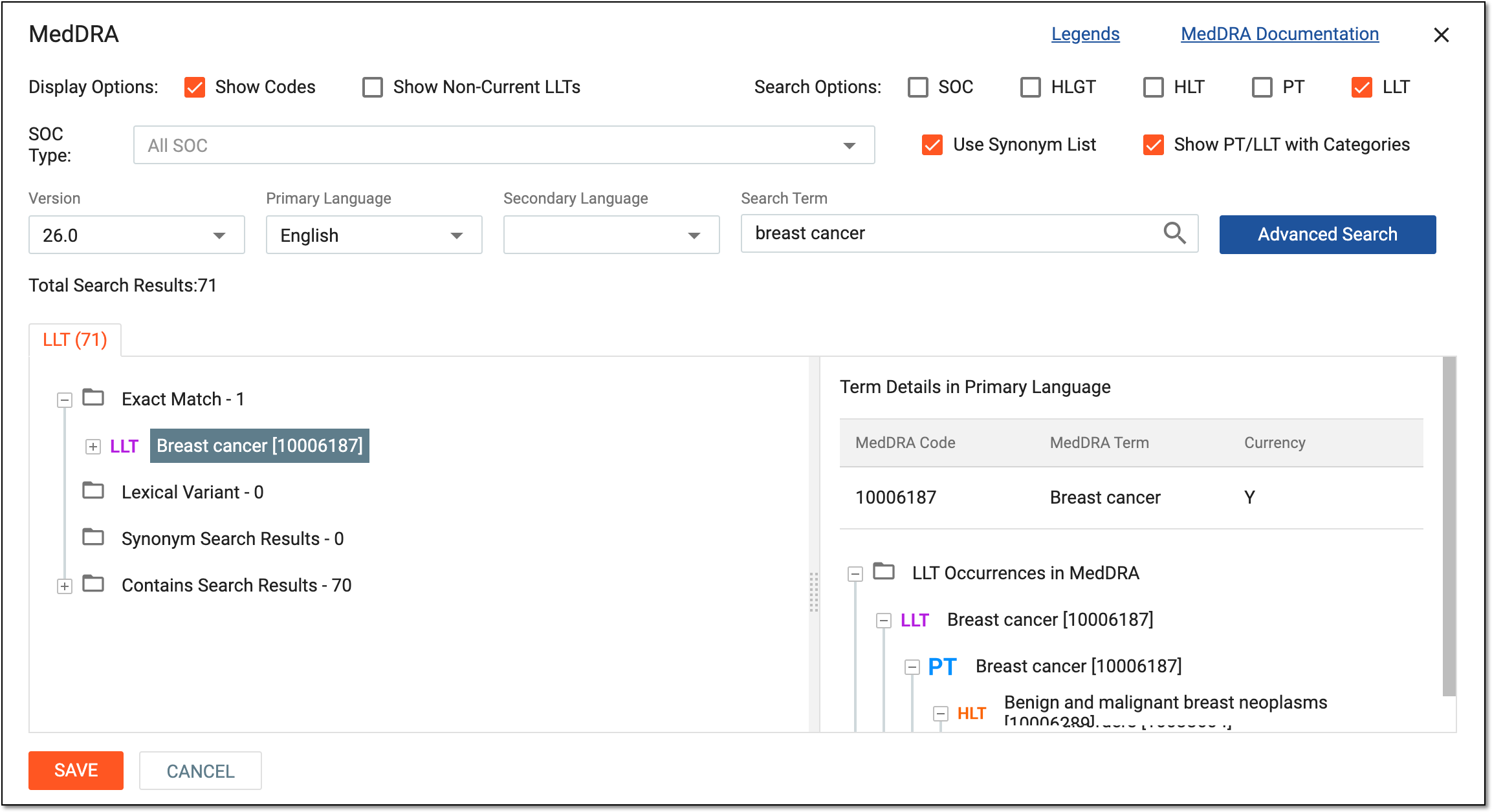 Coding MedDRA term