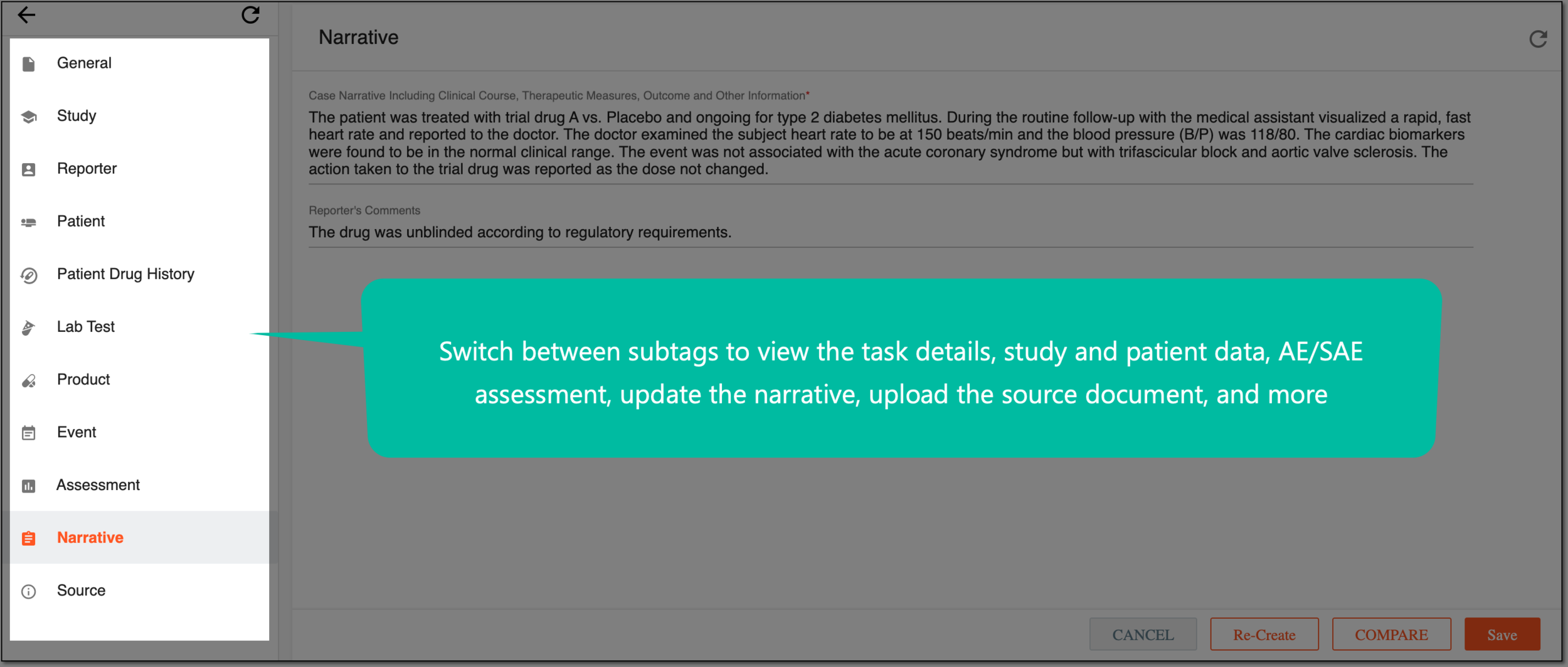 Selecting subtabs to review and manage extraction task details and data
