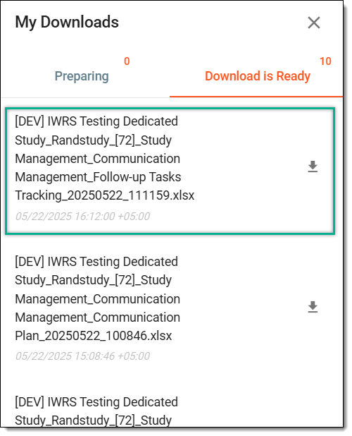 Downloading exported follow-up tasks