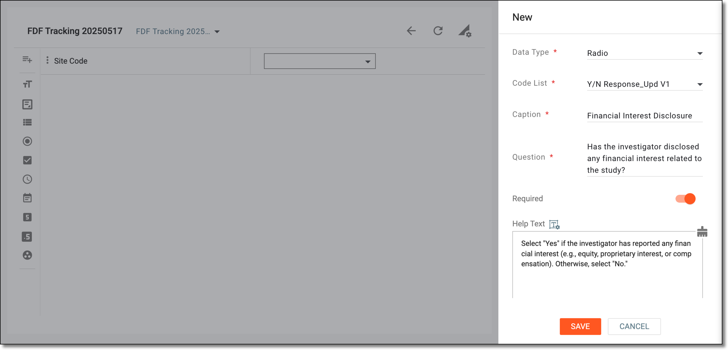 Adding question to tracking log template