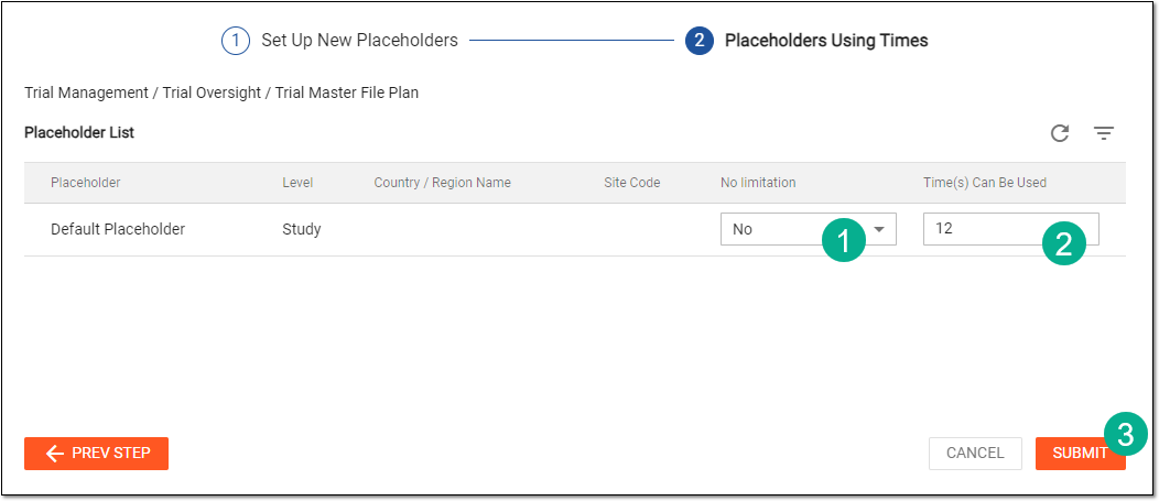 Configuring placeholder usage