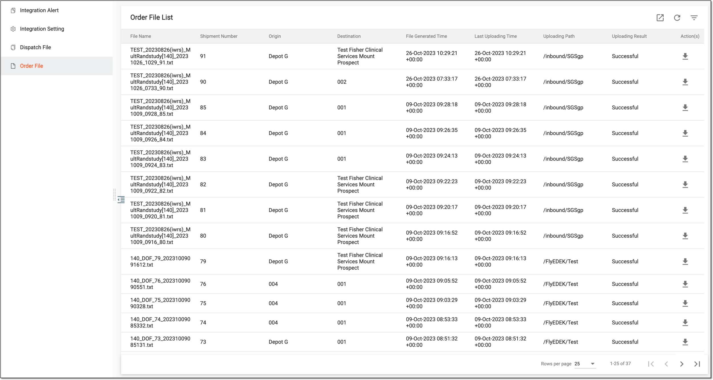 Order file list