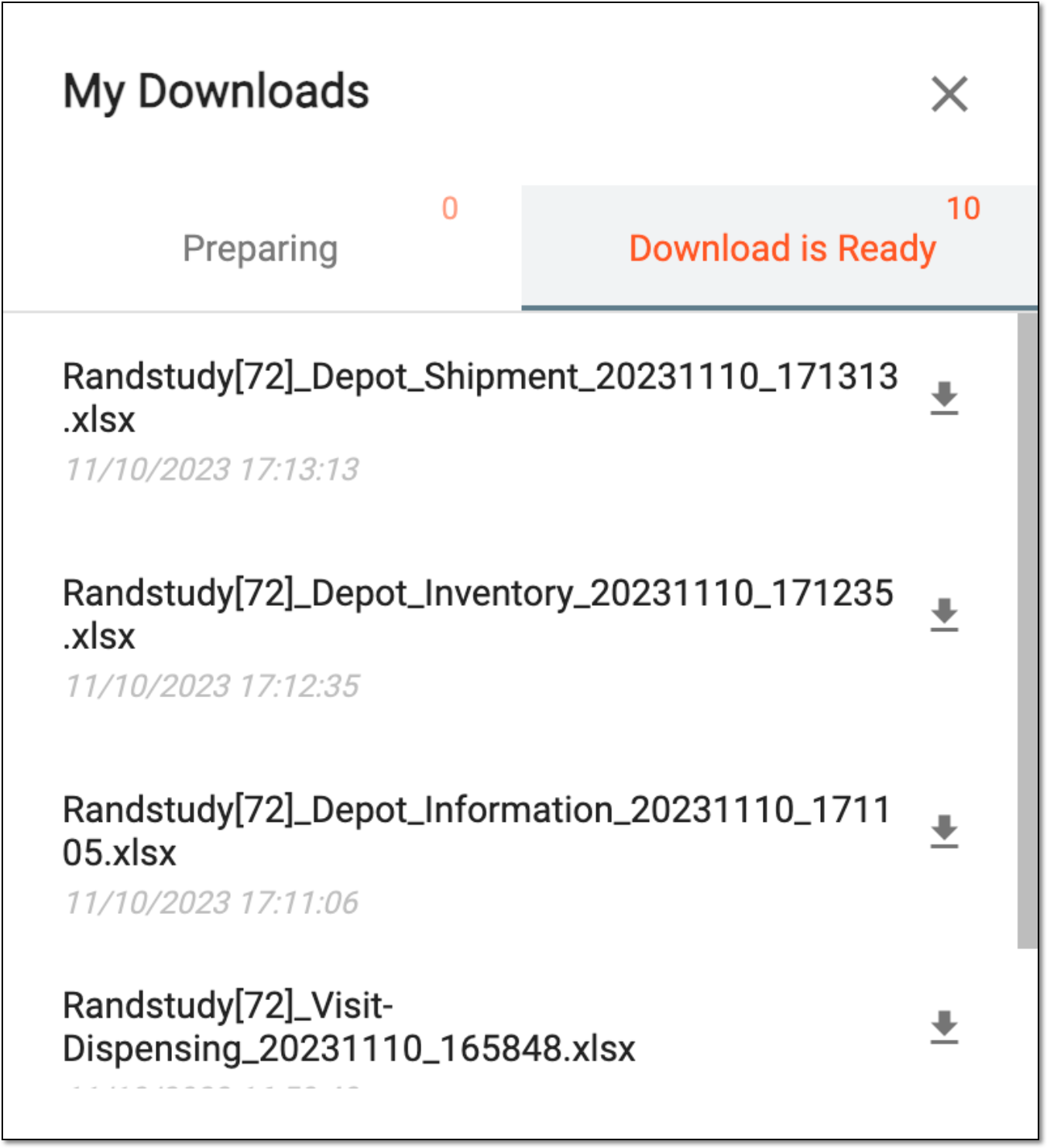 Viewing downloads
