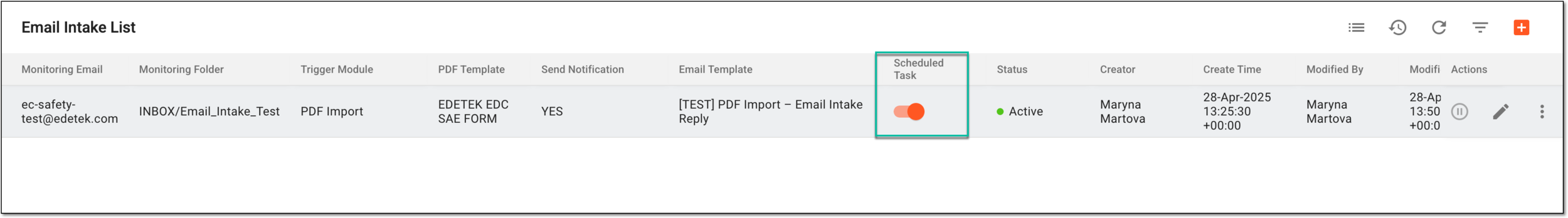 Enabling email intake configuration