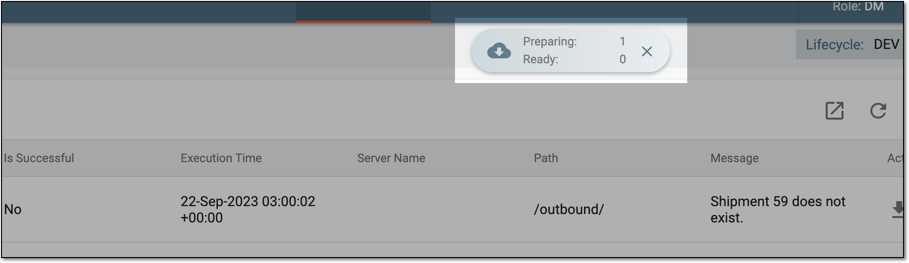 Downloads widget for dispatch file list export